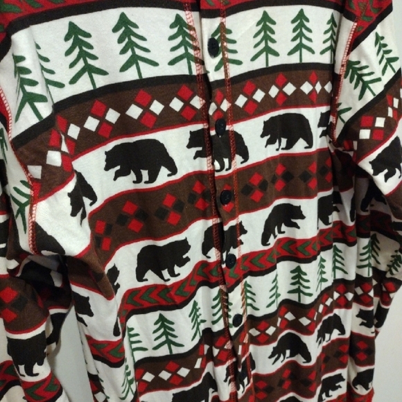 Lazy One Men's Christmas Bear Print  Long John Union Suit Pajamas Sz XL Holiday - Picture 3 of 7